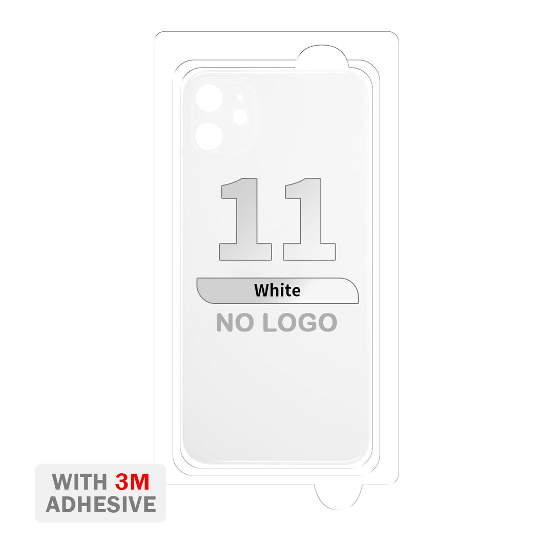 Back Cover Glass with Adhesive for iPhone 11 (No Logo & Big Camera Hole) - White
