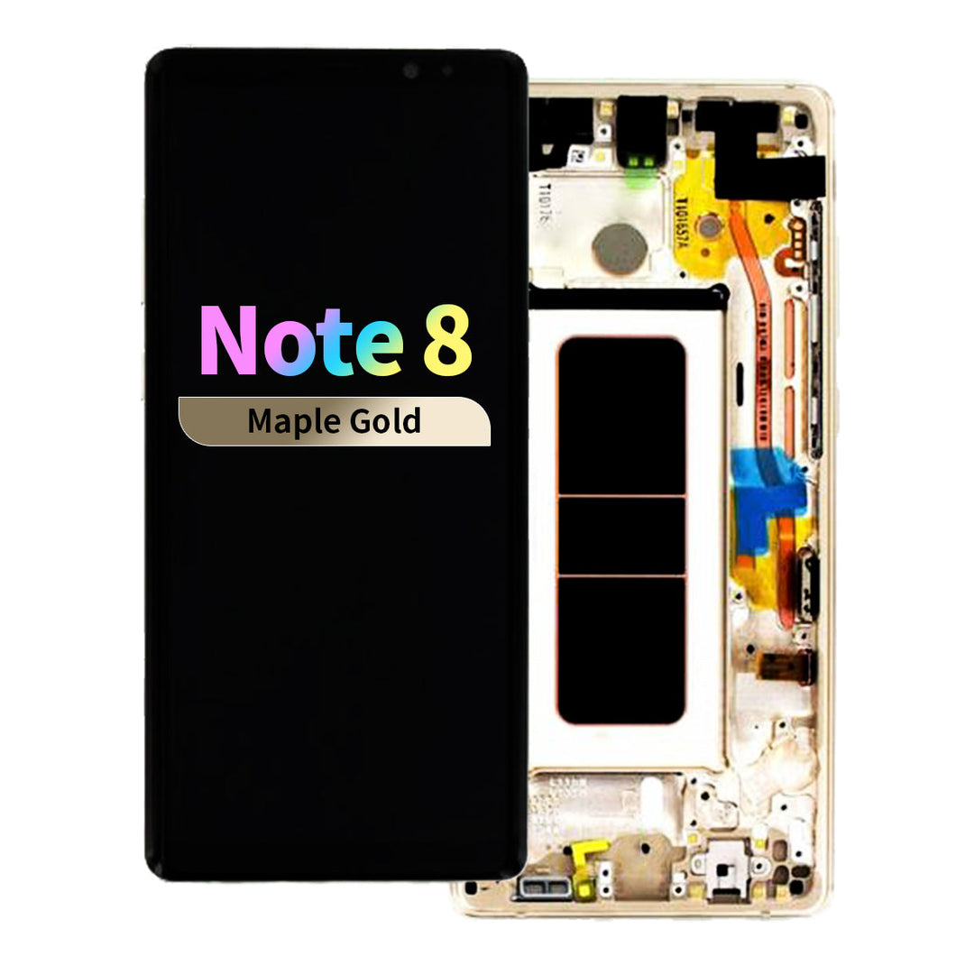 Refurbished OLED Assembly with Frame for Samsung Galaxy Note 8 - Maple Gold