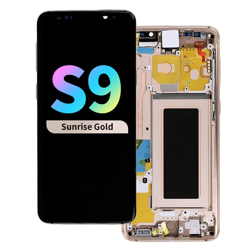 Refurbished OLED Assembly with Frame for Samsung Galaxy S9 - Sunrise Gold