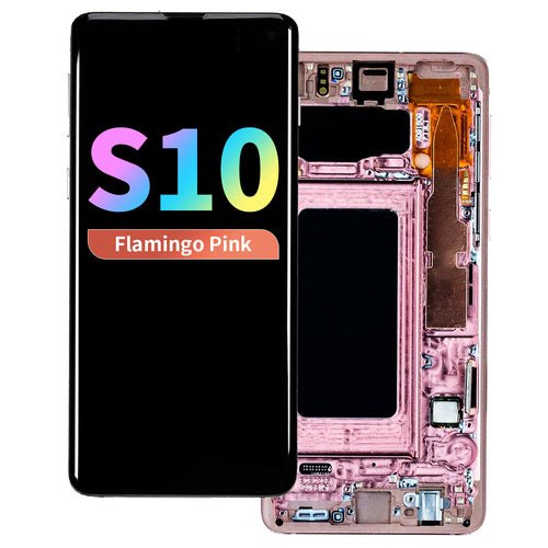 Refurbished OLED Assembly with Frame for Samsung Galaxy S10 - Flamingo Pink