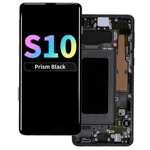 Refurbished OLED Assembly with Frame for Samsung Galaxy S10 - Prism Black