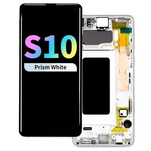 Refurbished OLED Assembly with Frame for Samsung Galaxy S10 - Prism White