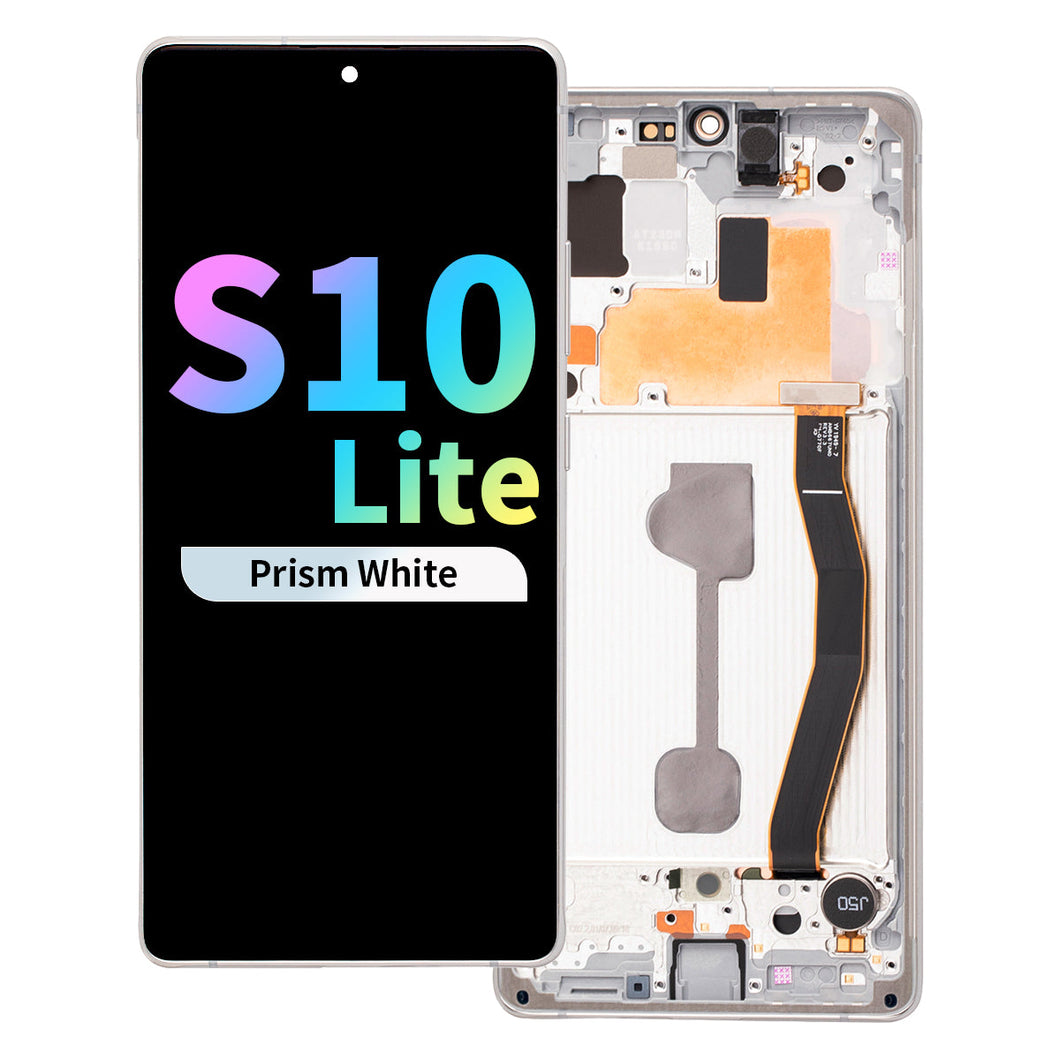 Refurbished OLED Assembly with Frame for Samsung Galaxy S10 Lite - Prism White