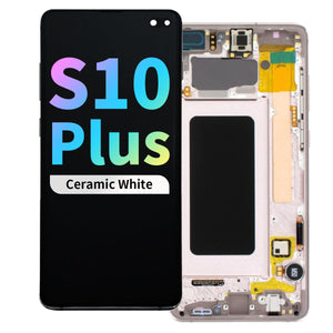 Refurbished OLED Assembly with Frame for Samsung Galaxy S10 Plus - Ceramic White