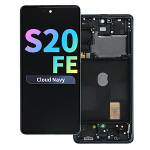 Refurbished OLED Assembly with Frame for Samsung Galaxy S20 FE - Cloud Navy