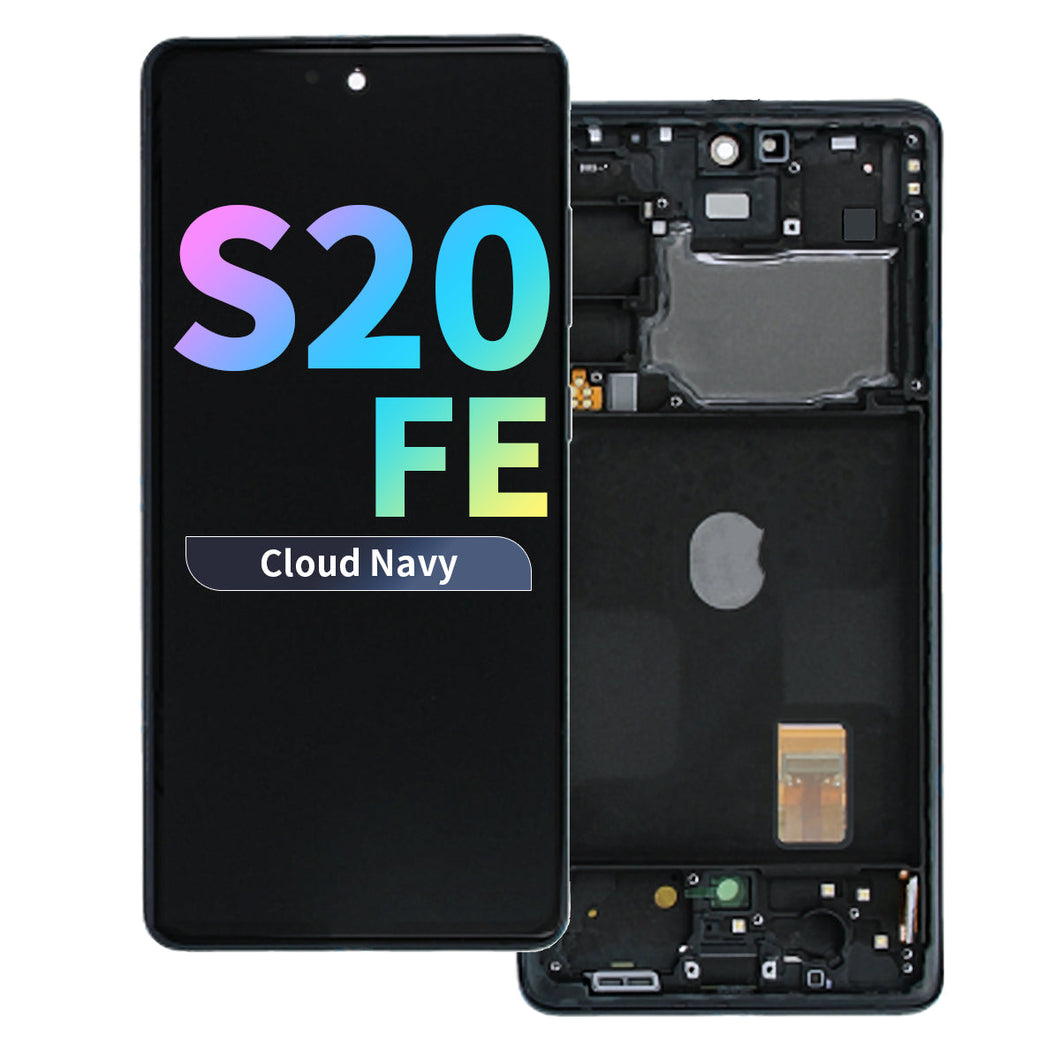 Refurbished OLED Assembly with Frame for Samsung Galaxy S20 FE - Cloud Navy