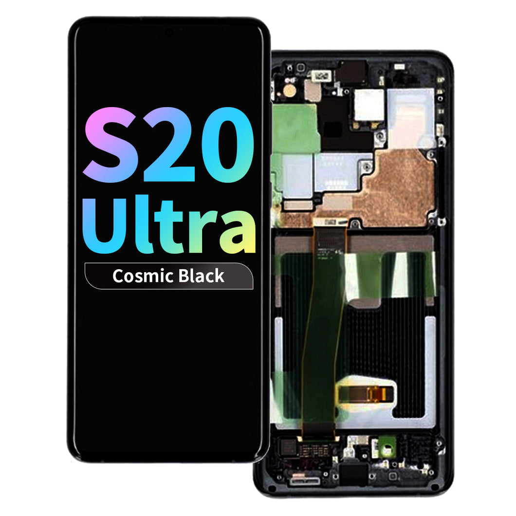 Refurbished OLED Assembly with Frame for Samsung Galaxy S20 Ultra - Cosmic Black