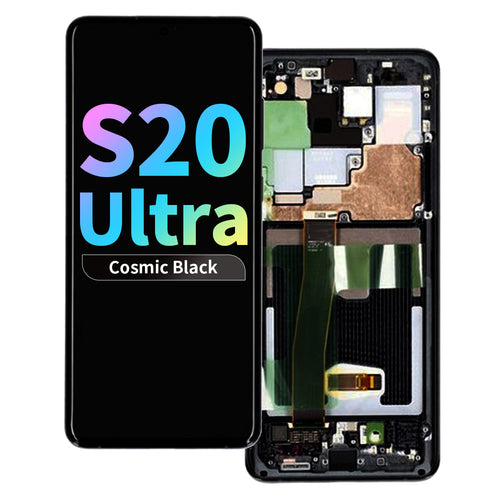Refurbished OLED Assembly with Frame for Samsung Galaxy S20 Ultra - Cosmic Black