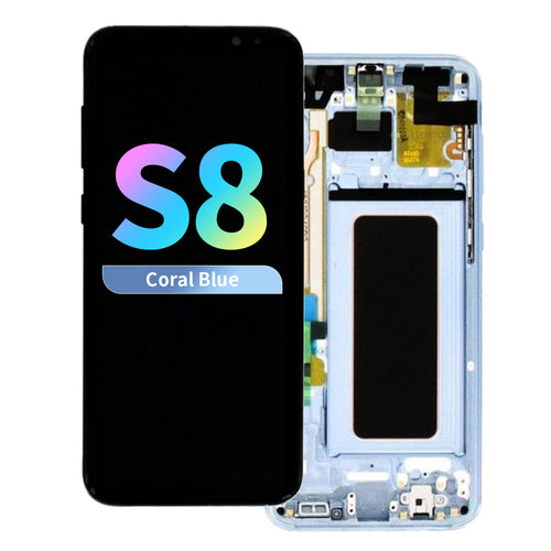 Refurbished OLED Assembly with Frame for Samsung Galaxy S8 - Coral Blue